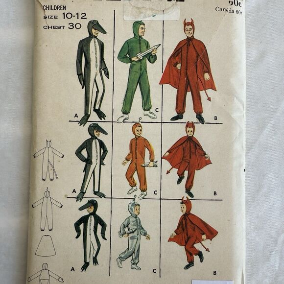Vtg Halloween Butterick 3274 Costume Sewing Pattern Penguin Devil Alien 10-12 - Picture 5 of 8